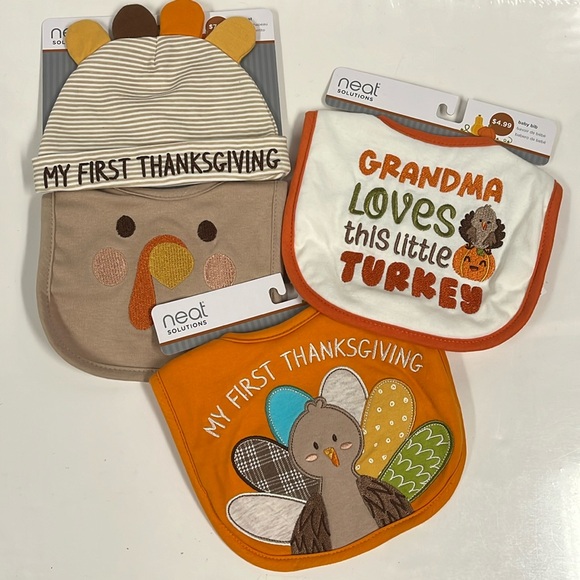 Set of 3 - Baby Bibs (Thanksgiving) - Picture 1 of 2